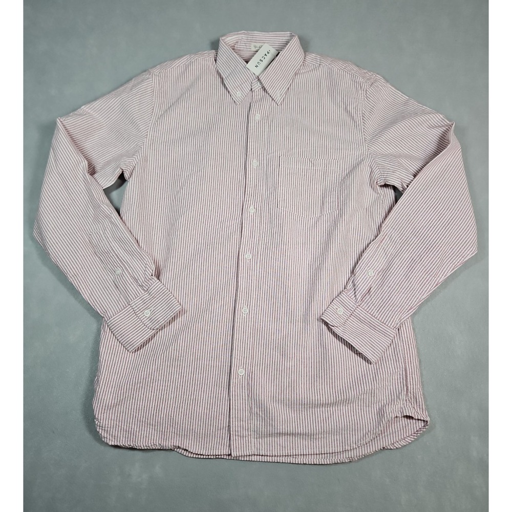 John Galt Womens Pink White Striped Button Up Long Sleeve Shirt One Size NWT